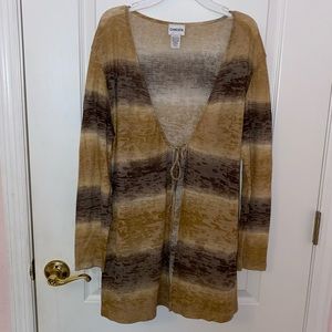 NWOT Chico’s Colorblock Lightweight Open Cardigan Tie Front Sweater Wrap